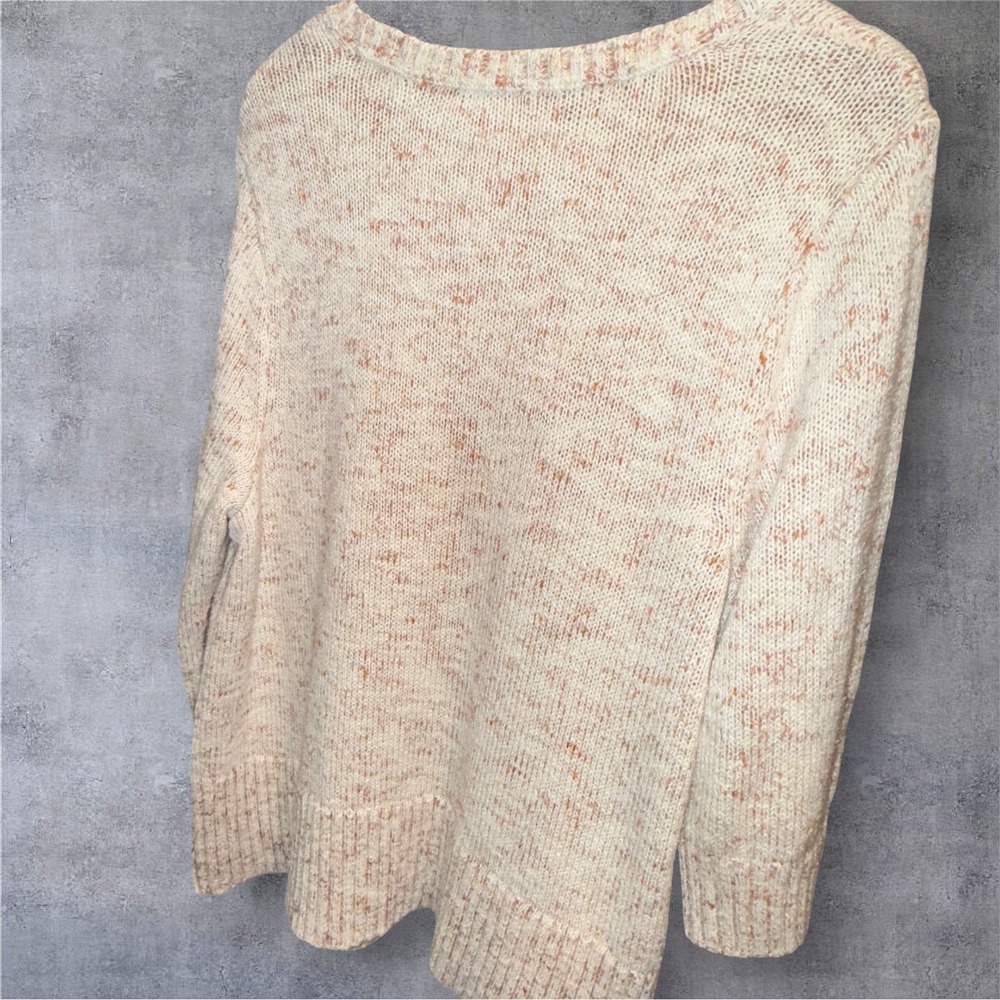 J.Jill Chunky Knit Sweater XL Cream Flecked Cotton‎ Blend Cozy Pullover Neutral - Picture 3 of 9
